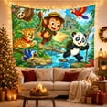 thumbnail image 3 of Cartoon Jungle Adventure With Group Expressive Animals Tropical, Mystical Fantasy for Space Lovers, Galaxy Room Decor, Mother's Day Gift, Tapestry Wall Hanging for Bedroom and Dorm, 3 of 7