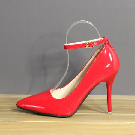 

Aphixta 7cm Or 10cm Heels Buckle Women Pointed Toe Pumps Patent Leather Shoes Stiletto Heels Office Pump Super Big Size 33-50