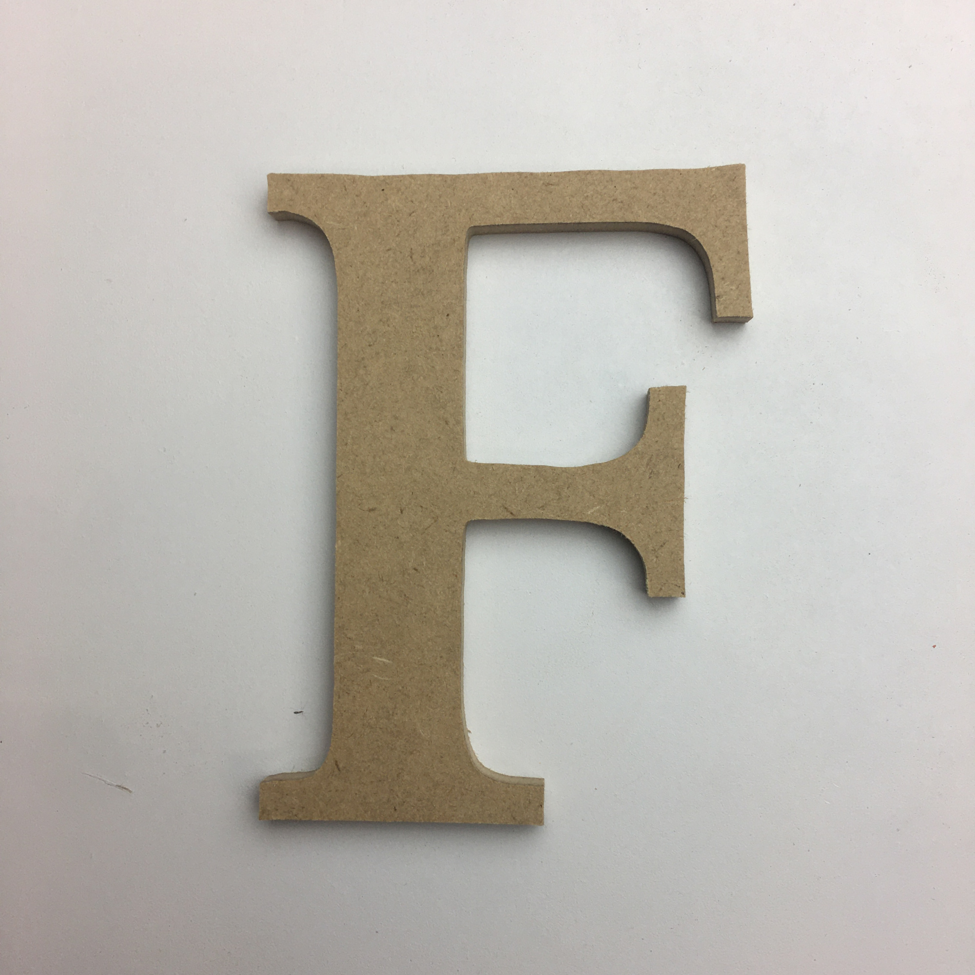 Wood Craft Letter 4" Tall F, Unfinished Wooden Wall Letter, Times Font, BuildACross