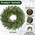 thumbnail image 6 of Yastouay 24 inch Christmas Wreaths for Front Door, Christmas Norfolk Pine Wreath with Pinecones for Indoor Outdoor Wall Windows Christmas Home Decor, 6 of 8