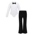 thumbnail image 3 of Kaerm Kids Boys Latin Jazz Dance Outfits Leotard Shirt with Trousers Set Stage Performance Costume White 8, 3 of 8