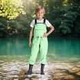 thumbnail image 2 of DGMIOCS Kids Waterproof Waders Adjustable Strap Bibs with Front Pocket & Drawstring Light Green 7.5-8years, 2 of 9