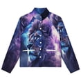 thumbnail image 4 of Jackets for Women Winter Coat Jackets Flannel Stand Collar Jacket(Majestic Lion with Cosmic Energy,Size:S-4XL), 4 of 7