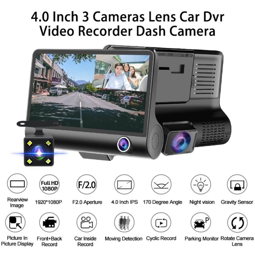 Verpletteren Bezwaar forum Auto Car 3 Cameras Lens 3.6 Inches Dash Camera Dual Lens Suppor Rearview  Camera Video Recorder Auto Registrator Dash Cam - Walmart.com