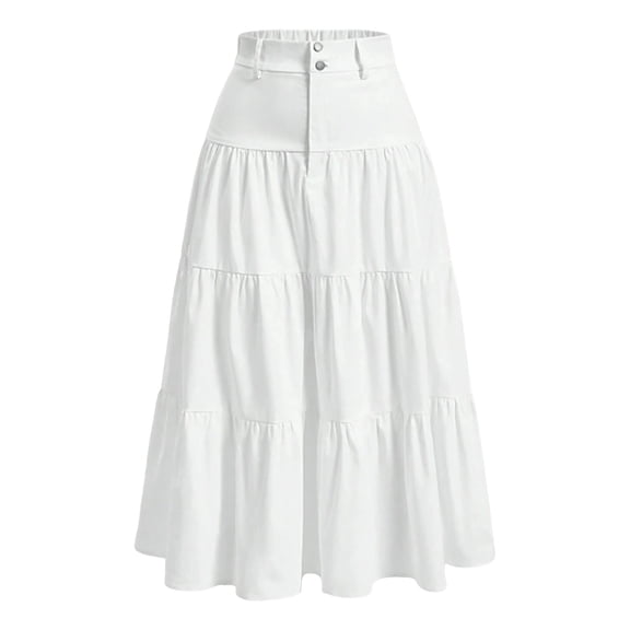 XuJwPNcy Midi Skirts for Women Summer Zipper Tiered Skirts A Line Casual High Waist Skirt Comfortable Trendy Clothes
