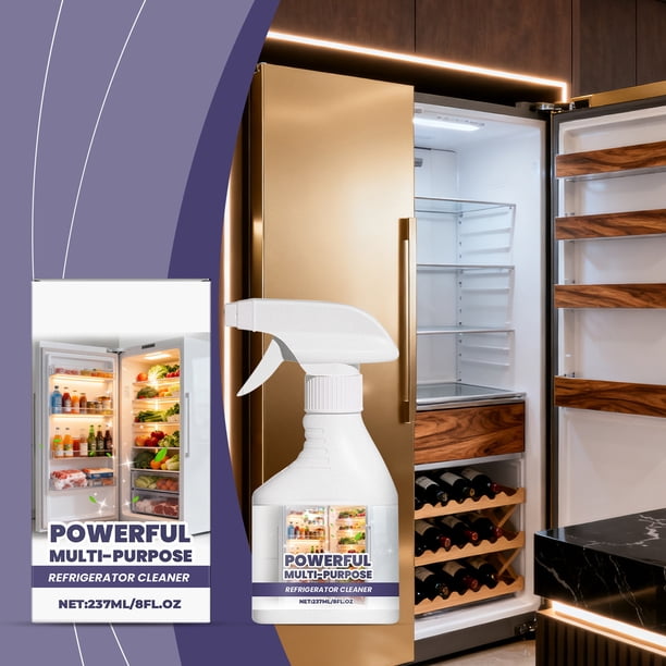 Detergente para limpieza de refrigeradores, limpiador de refrigeradores para el hogar, cocina, eliminación de olores, eliminación de manchas, agente de limpieza y cuidado (237 ml), artículos esenciale