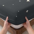 thumbnail image 3 of Twin Sze Fitted Sheet Set - Modern Black Grey 2 Piece Bedding Sets 16" Deep Pocket Fitted Sheet with 1 Pillowcase, Japanese Style Moon Stars Minimalism Brushed Microfiber Hotel Luxury Bed Sheets, 3 of 9