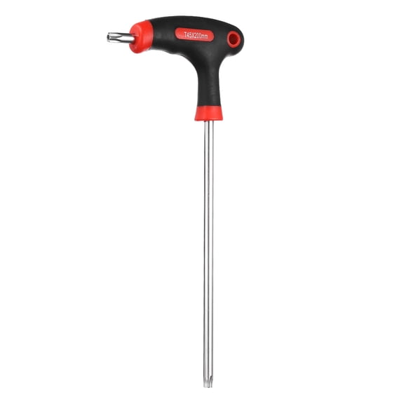 Uxcell T-Handle Torx Key Wrench T45 CR-V Dual End T-Key Wrench Torx Screwdriver Hex Keys Tool for Automotive Household Maintenance, Red Black
