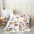 thumbnail image 2 of Easter Bunny Throw Blanket,Spring Flowers Fleece Flannel Blanket for Sofa Bed,Watercolor Floral Rabbit Butterfly Fuzzy Blanket,Cute Pet Animals Sherpa Blanket Easter Gifts,Queen 90x90, 2 of 5