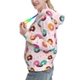 thumbnail image 2 of Fotbe Colorful Donuts Pattern Womens Long Sleeve Hoodie, Pullover Hooded Sweatshirt, Kangaroo Pocket Hoodie with Eye-catching Drawstrings-X-Large, 2 of 7