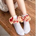 thumbnail image 3 of 1Pairs Toddler Girls Ruffle Socks Double Lace Frilly Princess Dress Sock Cotton Anti-slip Ankle Socks for Kids Years 1-10T, 3 of 5