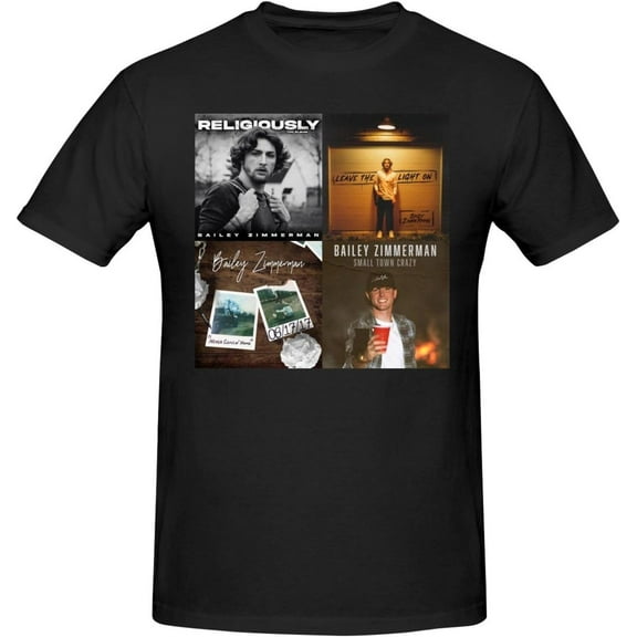 Bailey Zimmerman Music Shirt Mens Womens Short Sleeve Basic Crew Neck Cotton Classic Tees T-Shirt Black