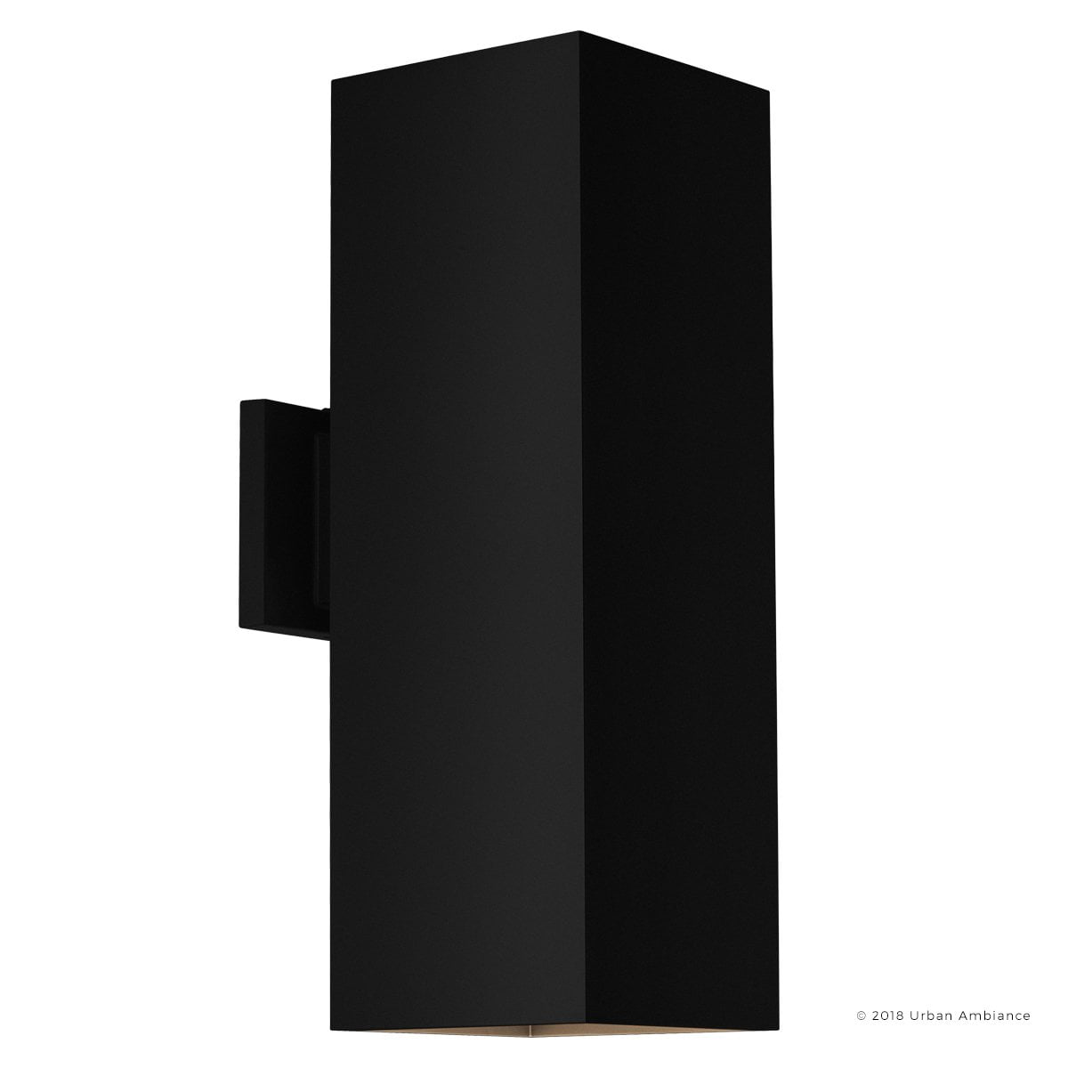 Urban Ambiance Luxury Modern Outdoor Wall Light, Size: 18"H x 6"W, with Transitional Style Elements, Midnight Black Finish, UHP1113