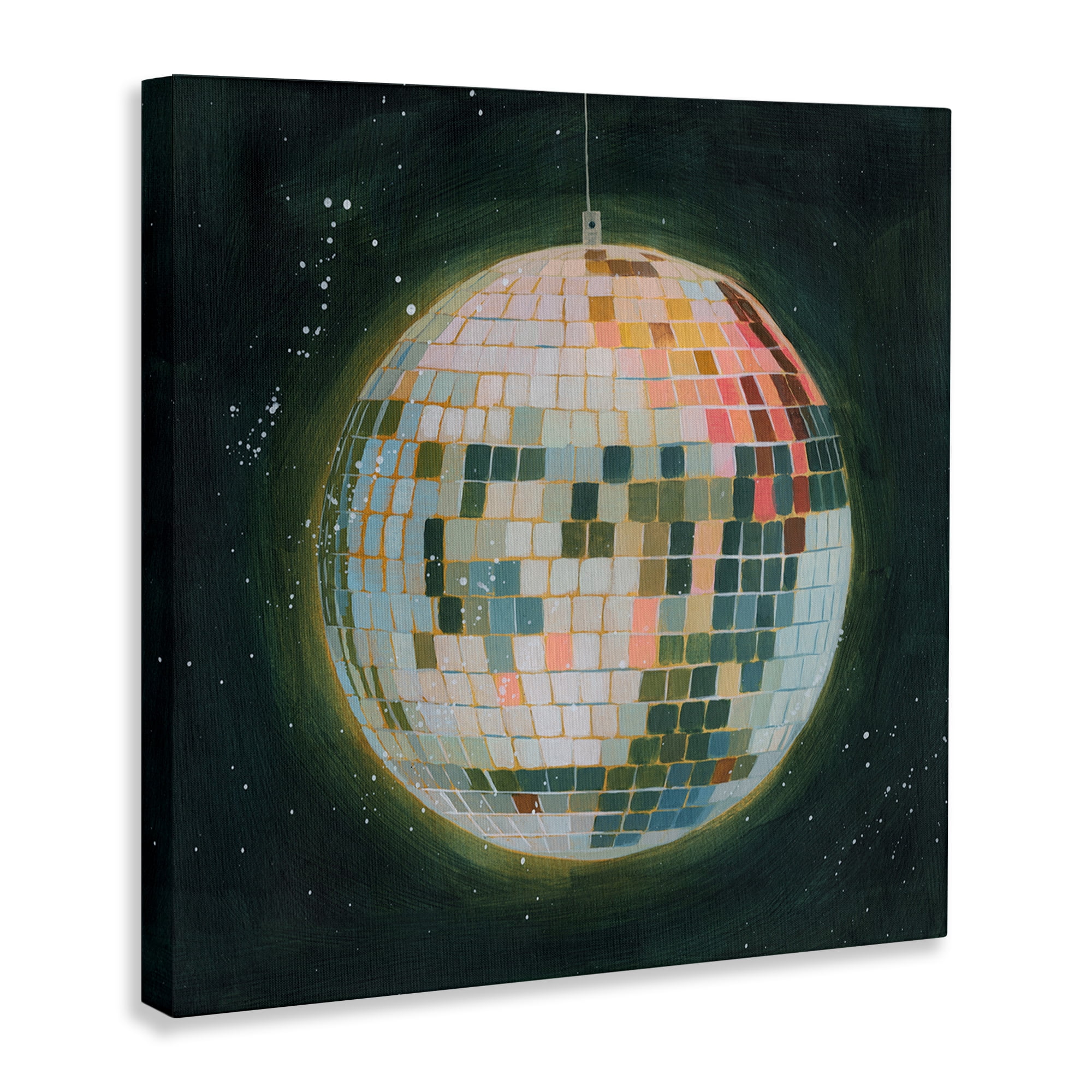 Stupell Industries Disco Ball in Space Entertainment Painting Wrapped Canvas Art Print Wall Art, 24 x 24