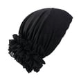 thumbnail image 2 of VJGBEGW Lace Trim Pre-Tied Turban Headscarf Hat for Women Floral Lace Ruffle Side Chemo Head Wrap Soft Stretch Breathable Hair Cover Head Scarf Cap Black One Size, 2 of 4