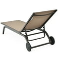 thumbnail image 6 of Gymax Patio Chaise Lounge Chair Aluminum Adjustable Recliner w/ Wheels Brown, 6 of 10