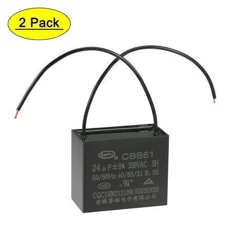 

Uxcell 24uF 350V AC 2 Wires CBB61 Ceiling Fan Capacitors 2 Pack