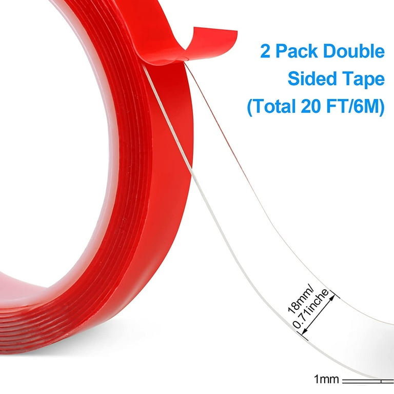 Extra Large Double Sided Tape (20ft) Heavy Duty, Multipurpose Removable Mounting Adhesive Grip Tape,Washable Sticky Strong Wall Tape Strips