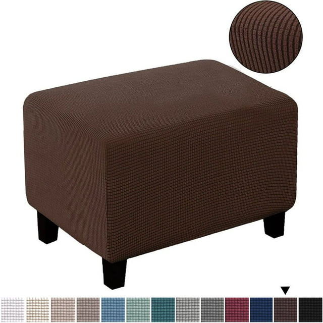 2024 Elastic Storage Ottoman Slipcovers Checked Rectangle Footrest Sofa Cover Washable Removable Footstool Protector