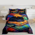 thumbnail image 2 of Feelyou Kawaii Black Cat Full Size Comforter Sets for Girl, Cute Cartoon Kitten Animal Bedding Comforter Set, Retro Western Books Reversible Bedding Sets, Breathable Home Decor, 3pcs, 2 of 8