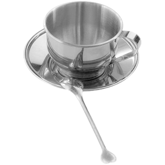 SEWCHICS Plated Silver Stainless Steel Coffee Cup Set for Kitchen Use Ergonomic Design