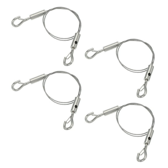 Uxcell Adjustable Hanging Wires Kit, Heavy Duty Stainless Steel Wire Rope with Double Hooks for Picture Photo Light LED Screen 50mm