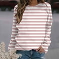 thumbnail image 2 of HVOBTTY Womens Long Sleeve Pullover Sweatshirt, Fall Tops for Women, Women's Casual Striped Crew Neck Raglan Sleeve Pullover Sweatshirt Pink, XL, 2 of 5