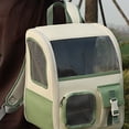 thumbnail image 4 of Mochila portátil para mascotas, con malla transpirable, para gatos y perros, para exteriores, color verde y blanco, 4 of 8