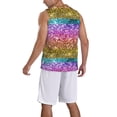 thumbnail image 5 of Gaeub Glitter Rainbow Men's Mesh Basketball Jersey, Quick-Drying Sleeveless Top S-4XL, Loose Muscle Tank Top -Small, 5 of 9