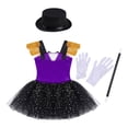 thumbnail image 4 of TiaoBug Kids Girls Circus Costume Sequins Leotard Dress Halloween Party Dress Up Purple 16, 4 of 7
