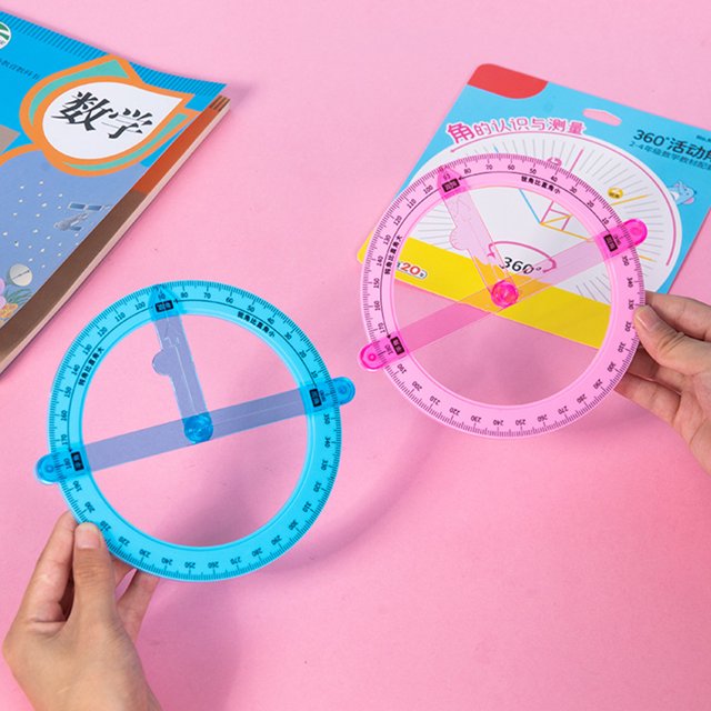 Cheers Angular Demonstrator Legible Number 360 Degree Rotating Smooth Surface Cute Shape Lightweight Learning Math Clear Scale Anti-break No Odor 360 Measure Square Teacher Teaching Stuff