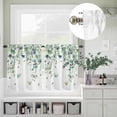 thumbnail image 2 of Ombre Green Eucalyptus Farm Curtain Tier and Valance Set 3 Piece, Gradient Flower Butterfly 3-inch Rod Pocket Window Tier Curtains Valance for Kitchen Living Room, 2 of 9