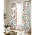 thumbnail image 5 of Paisley Flower Sheer Curtains 63 Inch Length 2 Panels Set for Living Room/Bedroom, Spring Watercolor Floral Leaf Plant Orange Kitchen Curtains Grommet Semi-Sheer Curtains Window Treatments 42"x63"x2, 5 of 7
