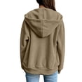 thumbnail image 5 of Women's Sweatshirt Corduroy Zip Up hoodie Oversized Drawstring Long Sleeve Sweatshirt Coat Casual Hooded Outerwear Top with Side Pockets for Spring Winter, 5 of 5