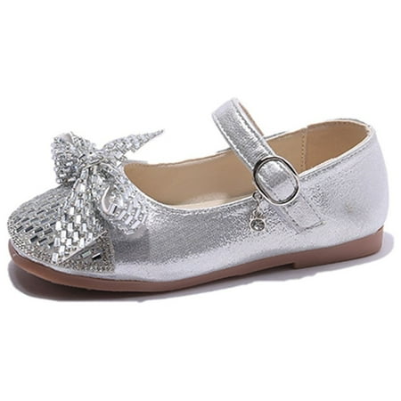 

Tengma Toddler Sandals Girls Dress Up Shoes Sparkly Shoes for Girls Princess Mary Jane School Dress Shoes In Performance Prom And Graduation Kid Shoes （Silver Size: 33）