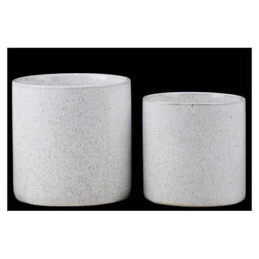 Urban Trends Collection Ceramic Round Pot Planters Gloss Finish, Set of 2