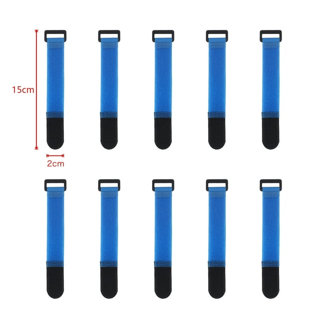 10Pcs Nylon Cable Ties Reverse Buckle Strap 2cm Width Reusable Magic Self Adhesive Tape Fastener Hook Loop Fixed Strap Durable 15x2cm-Blue 10Pcs