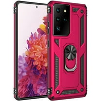 Designed for Samsung Galaxy S21 Ultra (6.8") Case Hybrid Durable 360 Degree Rotatable Ring Stand Holder Kickstand Fit Magnetic Car Mount Phone Case Cover [Hot Pink]