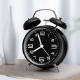 thumbnail image 1 of RV Reloj despertador de doble campana de 4 pulgadas para personas que duermen mucho, retroiluminación, reloj despertador antiguo que funciona con pilas para dormitorios (negro) Sailing Electrónica, 1 of 5