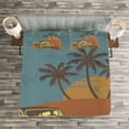thumbnail image 3 of Ambesonne Cars Quilted Bedspread Set 3 Pcs, Vintage Ride on the Beach, Queen Size, Pale Yellow Dark Orange, 3 of 3