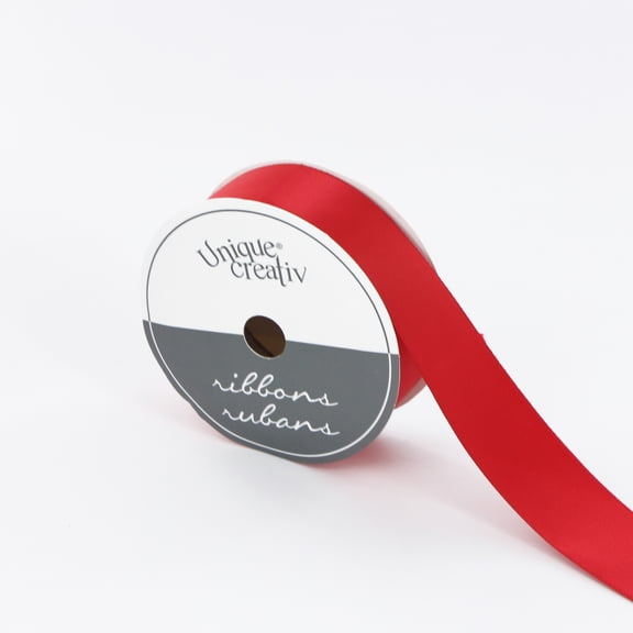 UNIQUE CREATIV, Ribbon, Double Face Satin, Red, 100% polyester, 23 mm (0.91 in) × 1.68 m (5.5 ft) (⅞" × 6 yd), 23 mm (0.91 in), 5.49 m (18 ft)