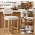 thumbnail image 3 of ReNest 26" Counter Height Bar Stools, Modern Upholstered Bar Stools for Kitchen Island & Home Bar, Cream Fabric, Set of 4, 3 of 15