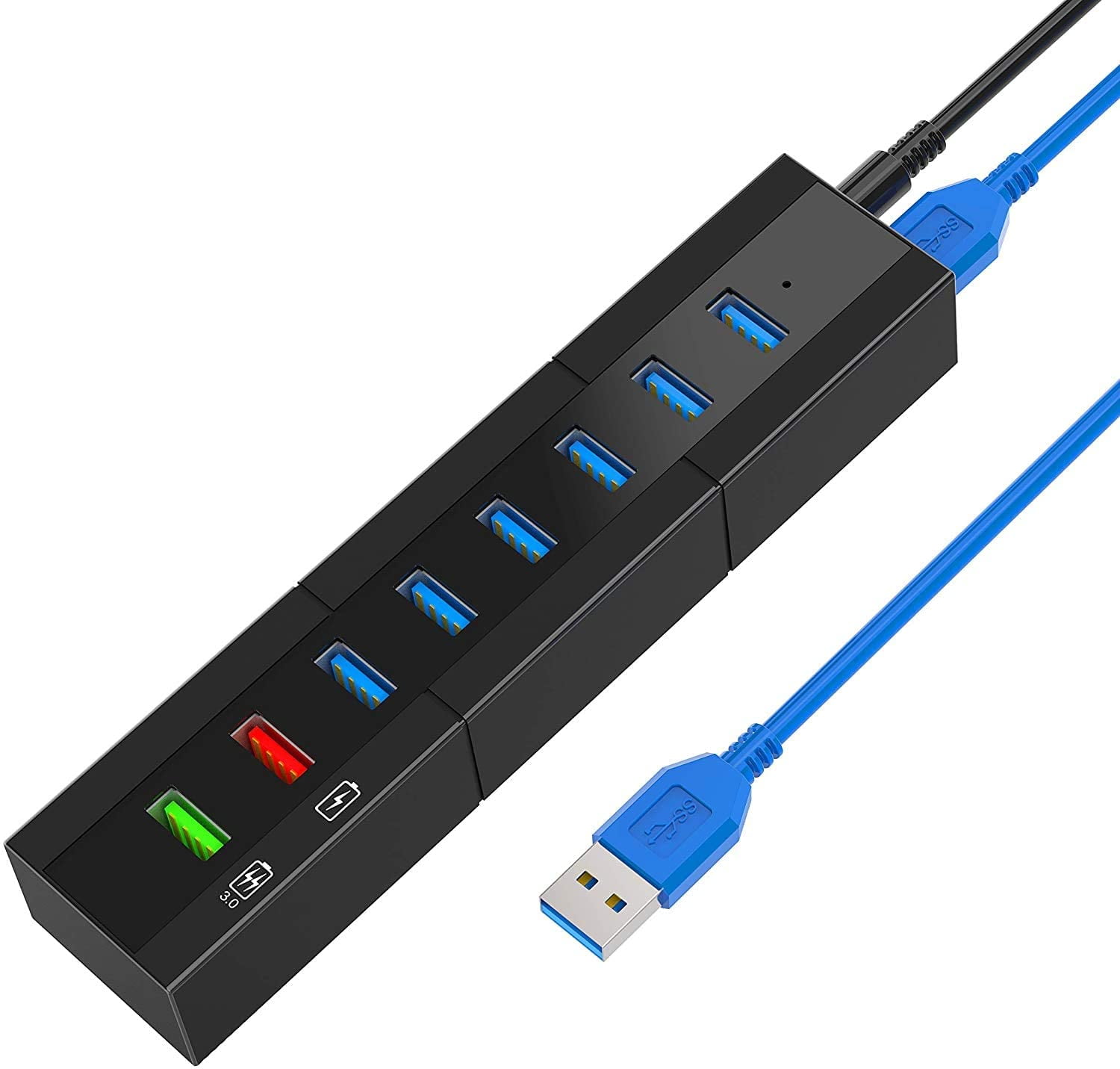 USB 3.0 Hub, TOPESEL 8Port 36W high Speed USB Splitter with 6 USB 3.0