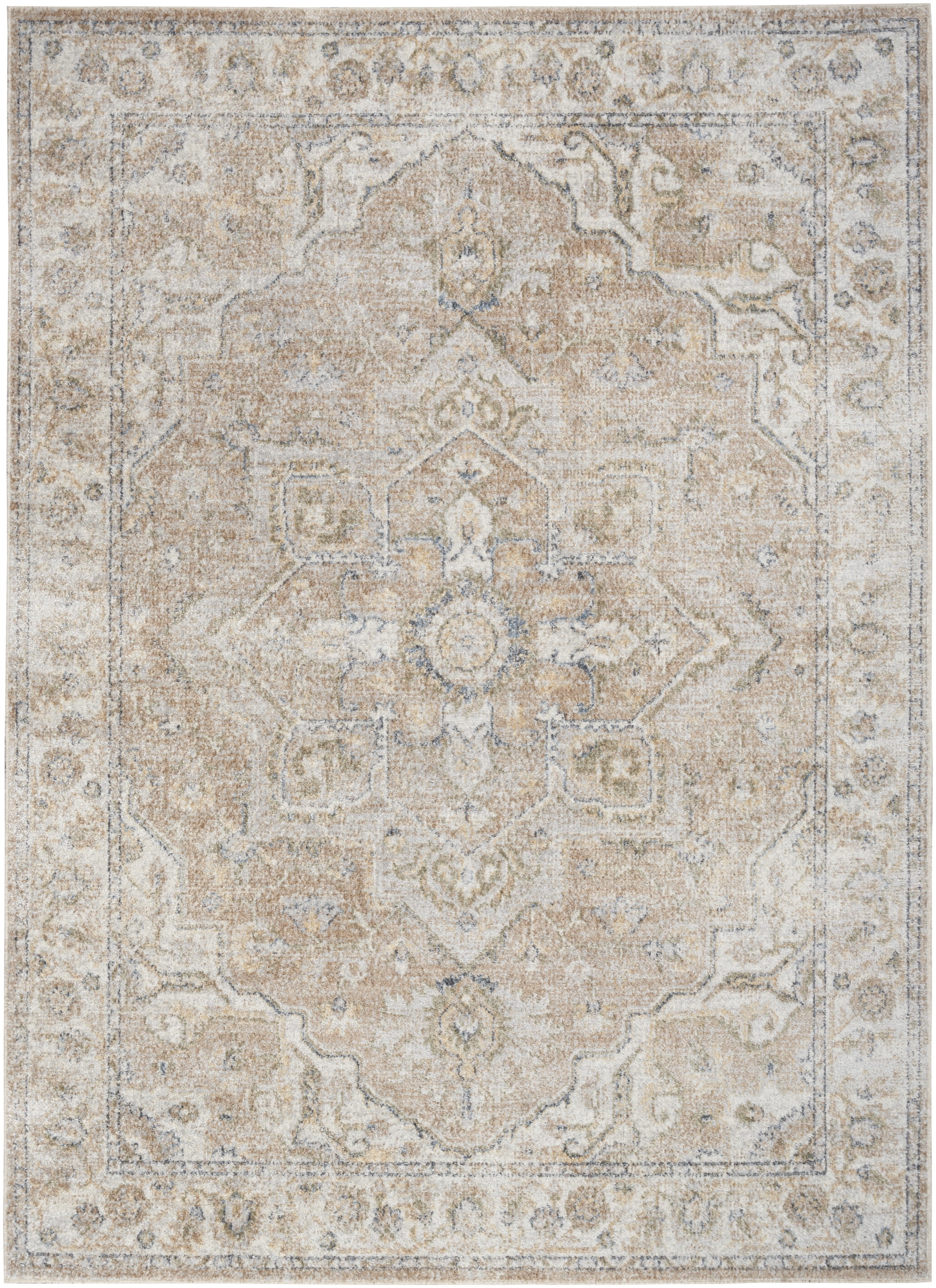 Nourison Astra Machine Washable Persian Beige 6'7" x 9' Area Rug (7x9)