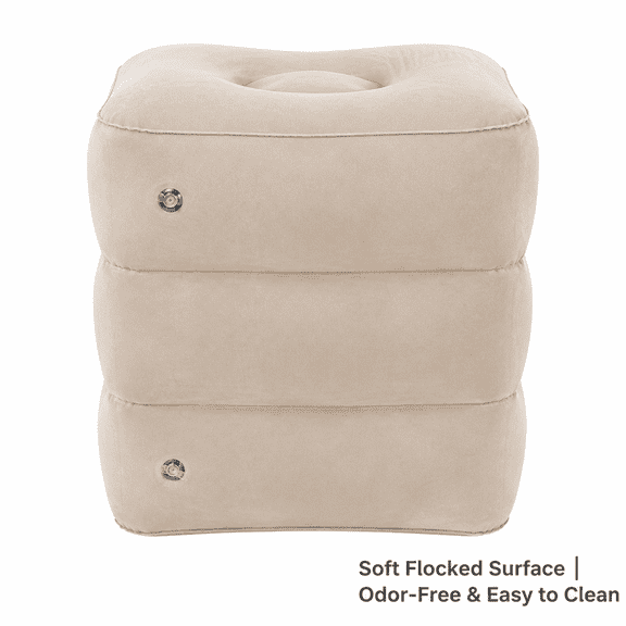 Inflatable Foot Rest Pillow 3 Layer Height Adjustable Travel Foot Rest Pillow Comfortable Foot Cushion Portable Inflatable Airplane Foot Rest with Storage Bag for Office Travel,Grey