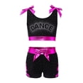 thumbnail image 3 of Moggemol Kids Girls Rhinestone Print Crop Tank Tops and Stretchy Shorts Set for Training Performance Hot Pink 12, 3 of 5