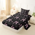 thumbnail image 2 of Erosebridal Princess Bow-tie Twin Sheet Sets for Girls, Black Pink Blossoms Flower Bedding, 3-Piece, 2 of 6
