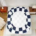 thumbnail image 5 of jejeloiu Vintage Checkered Twin Sheet Set,Minimalist Deepblue White,Ultra Soft Decor For Kids,3-Piece, 5 of 7