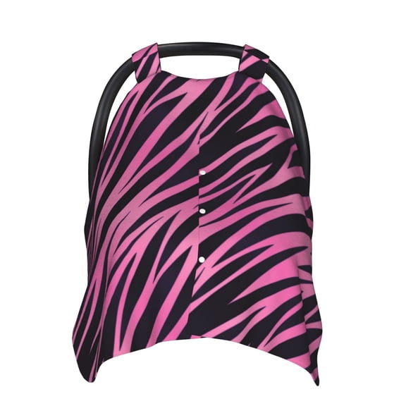 Car Seat Cover Baby - pink black zebra print striped Breathable Infant Car Seat Cover for Baby Carseat, Lightweight Comfort Baby Essentials Must Haves Newborn Stuff for Girl Boy
