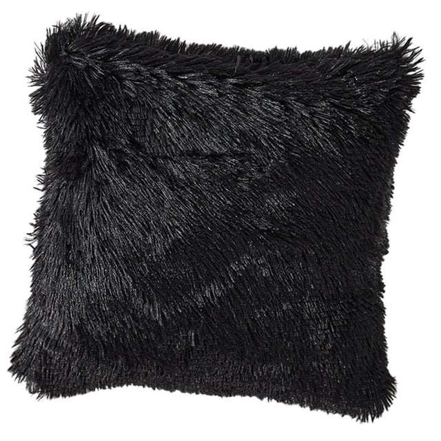 Funda de almohada de felpa, funda de almohada, suministros para almohadas, 40 cm x 40 cm, funda de almohada compacta y multifuncional, funda de Negro